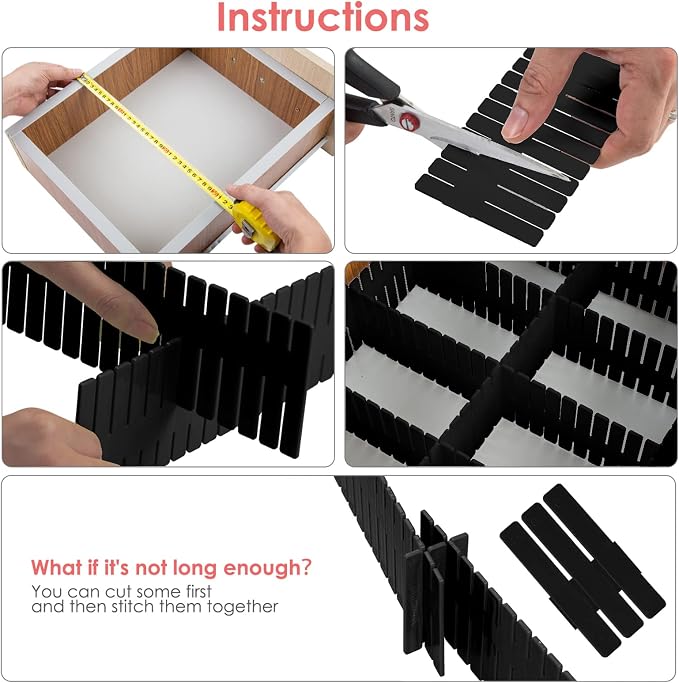 45 Pack Drawer Dividers, Plastic Adjustable Drawer Storage Organizer - Image 3