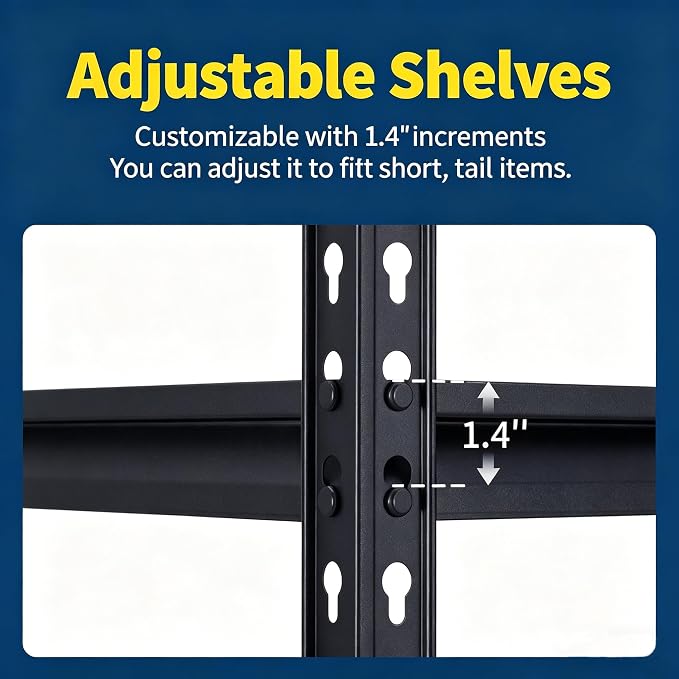 Heavy Duty Garage Storage Shelves, 5-Tier Metal Adjustable Shelving Unit - Image 6