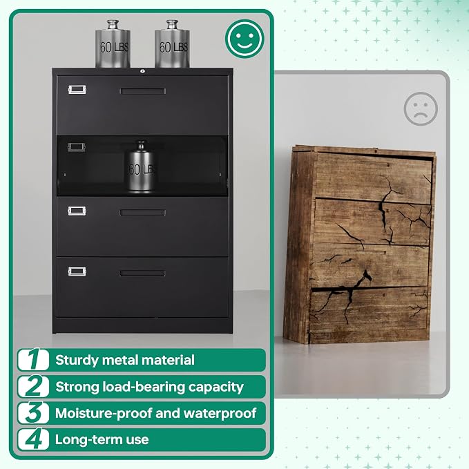 Letaya File Cabinets, 4 Drawer Metal Lateral Filing Organization Storage - Image 10