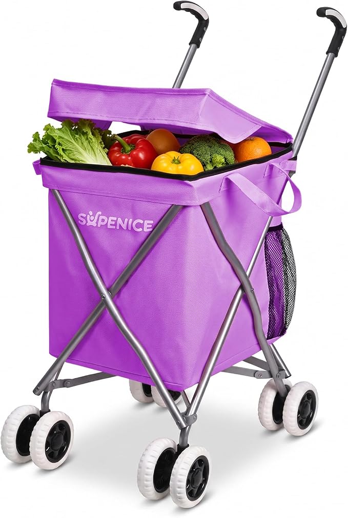 Shopping Carts for Groceries Foldable Rolling Trolley by supenice