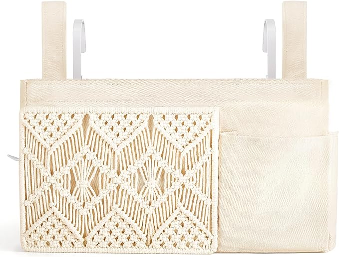 Mkono Bedside Caddy Hanging Organizer, Boho Macrame Storage by Mkono