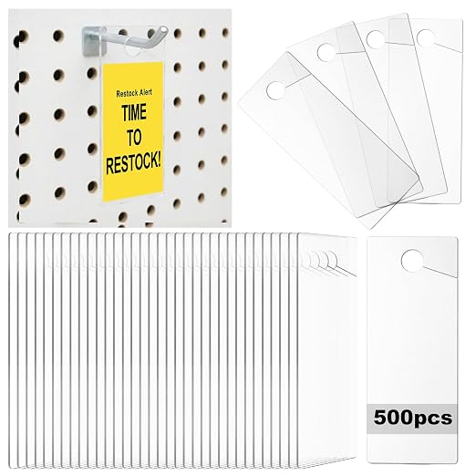 500 Pcs Clear Plastic Peg Hook Label Holders 3.25" X1.25" Clear UPC Tag & by Bucherry