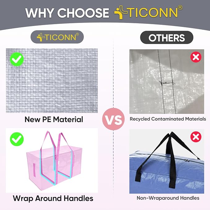 TICONN 8 Pack Extra Large Moving Bags Heavy Duty - Image 4
