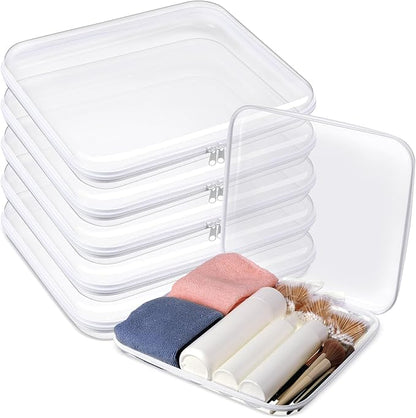 Sanwuta 6 Pcs Clear Hard Zipper Case Hard Plastic Zipper Pouches Transparent by Sanwuta