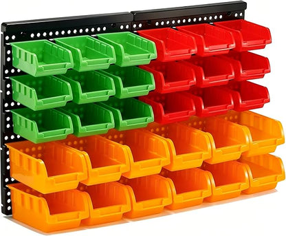 30-Bin Wall Mounted Storage Bins Kit, Tool Organizer Rack, Garage Hardware by VEOFEMLEA