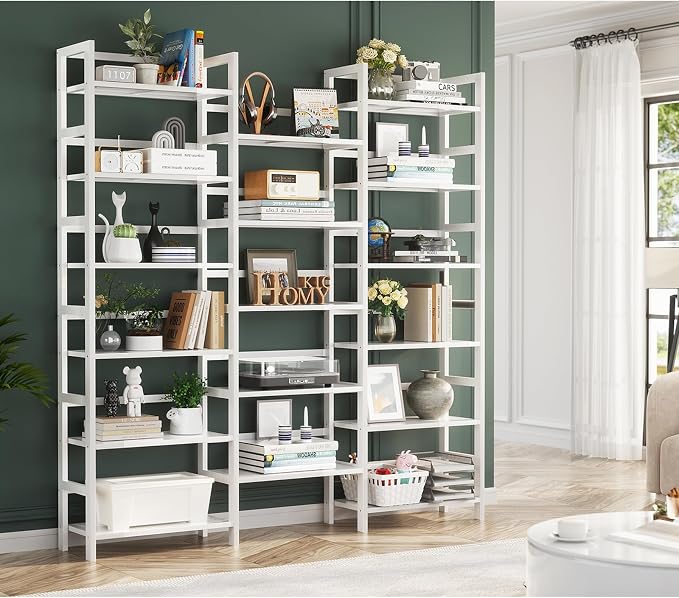 Homykic Bamboo Triple Wide Bookshelves and Bookcases, 6-Tier Shallow Open - Image 3