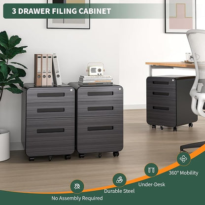 3 Drawer Mobile File Cabinet Under Desk - Image 3