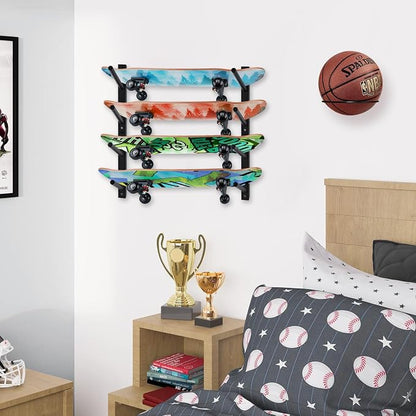 BiJun Skateboard Wall Mount, Snowboard Wall Mount Display, Horizontal Ski Wall - Image 5