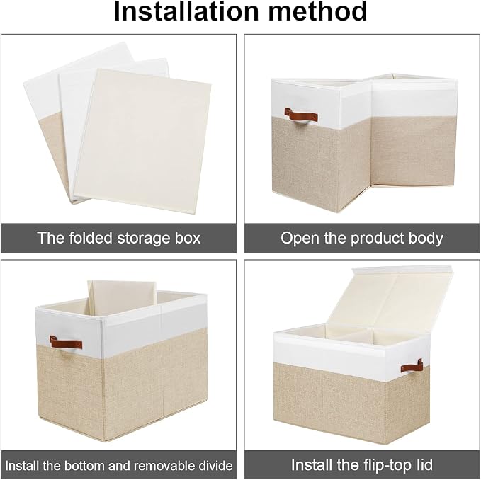 Large Toy Storage Box with Lid, Toy Chest Bin Boxes Basket with Dividers | - Image 7