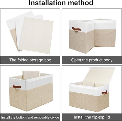 Large Toy Storage Box with Lid, Toy Chest Bin Boxes Basket with Dividers | - Image 7
