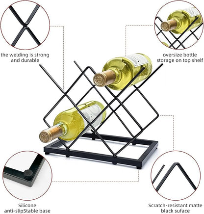 MCSAPIL Small Wine Racks Countertop, Metal Wine Bottle Holder Modern Black - Image 5