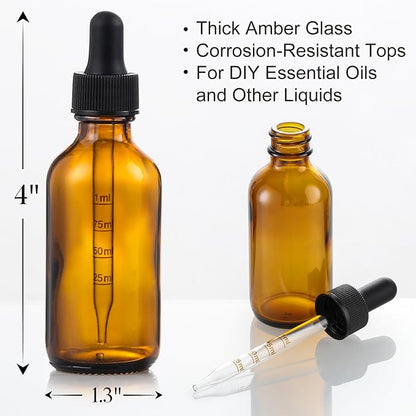 4 Pack 1 oz Glass Dropper Bottles - 30ml Dark Amber Tincture Bottles with - Image 4
