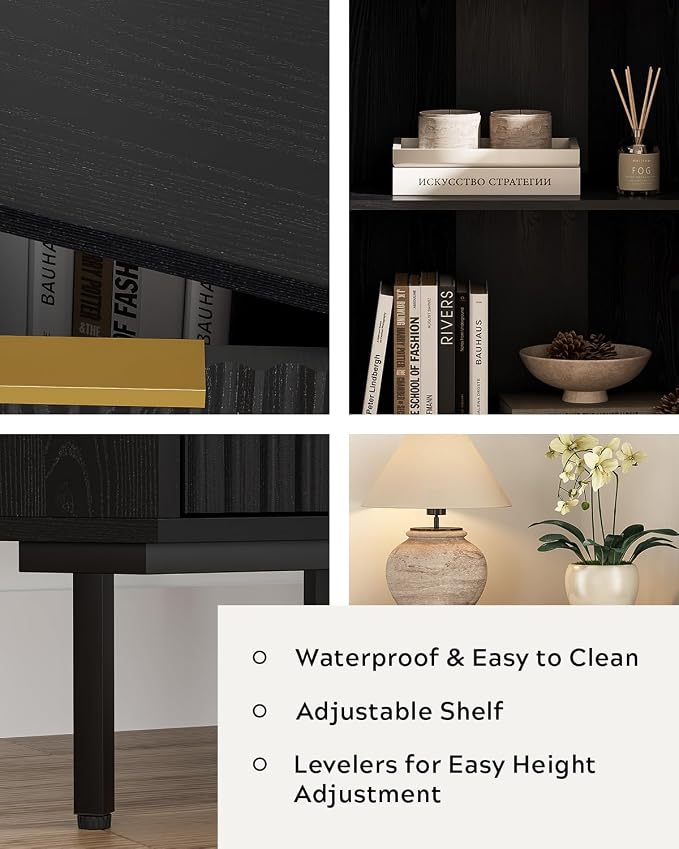 Modern Fluted Corner Cabinet, Wooden Small Floor Storage Cabinet - Image 4