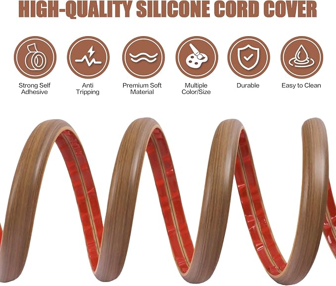 Floor Cord Cover Cable Cavity Self Adhesive Cord Hider Floor 10FT Floor Cable - Image 3