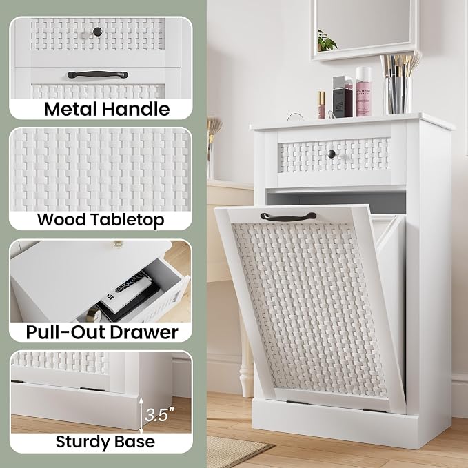 Tilt Out Laundry Hamper Cabinet, 10 Gallon Laundry Cabinet - Image 6