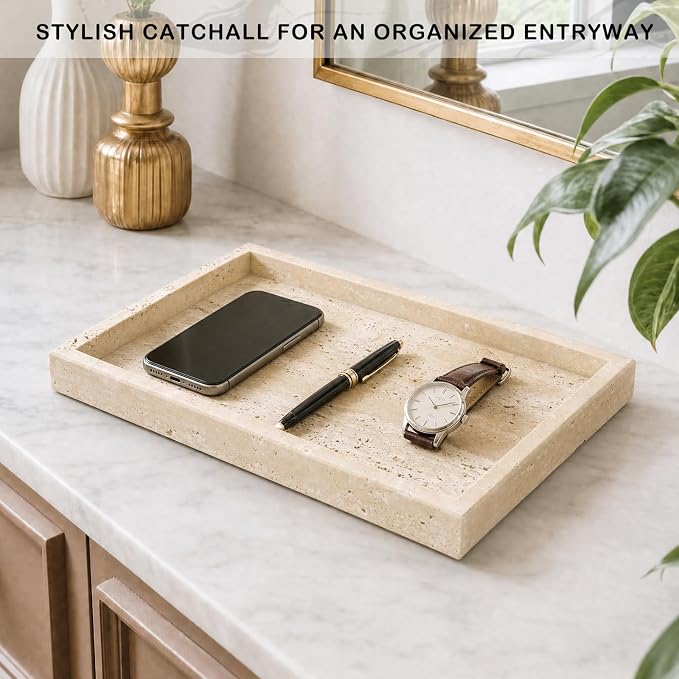 Marble Bathroom Tray for Countertop & Home Decor, Natural Decorative Marble - Image 7