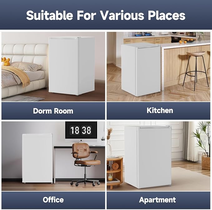 4.3 Cu.Ft Mini Fridge with Freezer, Single Door Refrigerator with Adjustable - Image 7