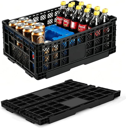 Collapsible Milk Crate, 52L Heavy-Duty Foldable Storage Crate, Grocery & Home by MOWEE