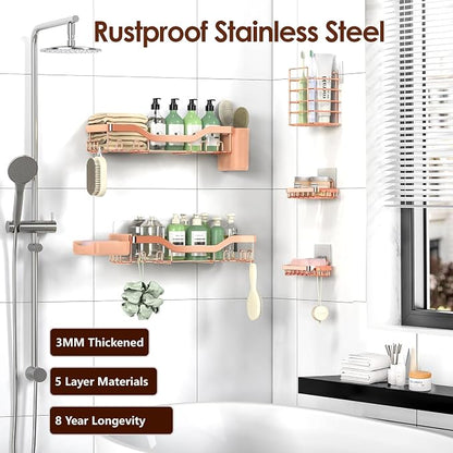 NESOMI Shower Caddy Adhesive Shower Organizer 7-Pack, Rustproof Stainless Steel - Image 5
