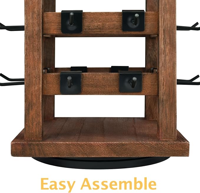 Ikee Design 5 Tiers Easy Assemble Wood Rotating Jewelry Display Tower - Image 7