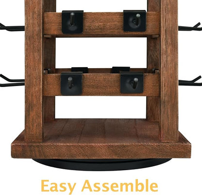 Ikee Design 5 Tiers Easy Assemble Wood Rotating Jewelry Display Tower - Image 7