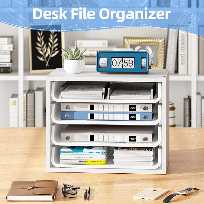 Simple Trending Desk File Organizers, 4-Tier Letter Tray Paper Organizer - Image 3