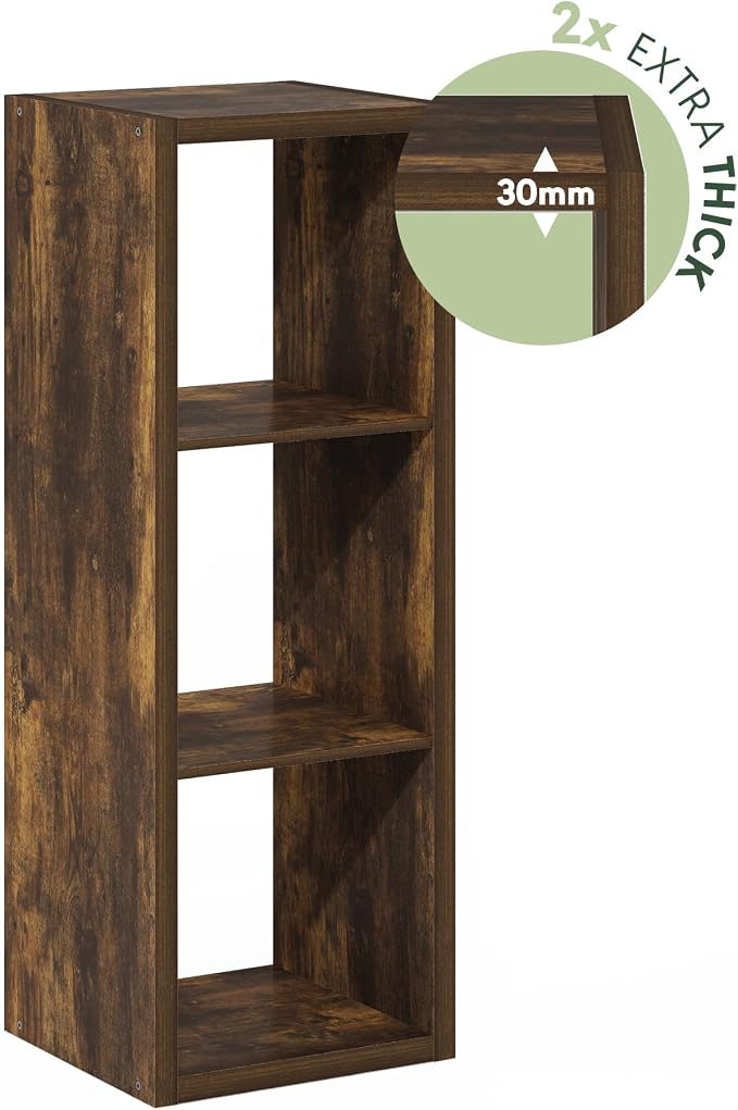 Furinno Cubicle Book Shelf, 3-Cube Bookshelf, Extra Thick Frame Horizontally & - Image 7