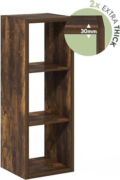 Furinno Cubicle Book Shelf, 3-Cube Bookshelf, Extra Thick Frame Horizontally & - Image 7