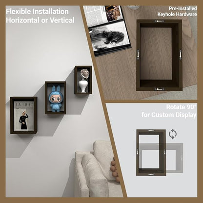 Premium Black Walnut Floating Cube Shelves, Eco-Friendly Wood Box-Style Wall - Image 5