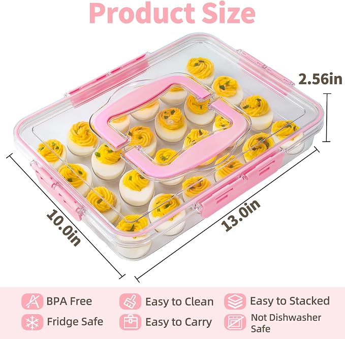 Deviled Egg Containers with Lid and Handle, Durable Clear Plastic Deviled Egg - Image 7