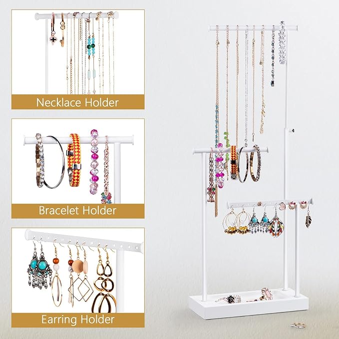 SRIWATANA Jewelry Organizer Stand, Extra Tall Jewelry Display Necklace Holder - Image 4