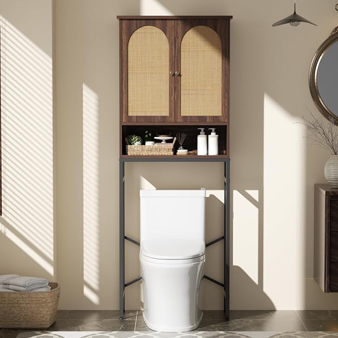 Befrases Rattan Toilet Storage Cabinet, Over the Rack Wood Cabinet - Image 3