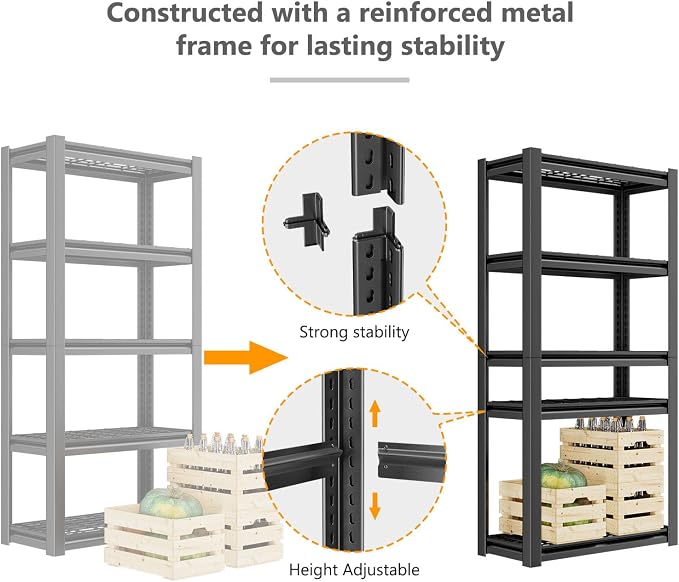 OS MOTOR 72" Storage Shelving Unit, Heavy Duty 5-Tier Adjustable Metal Rack - Image 5