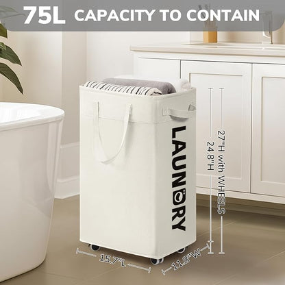 Goodpick Laundry Hamper with Wheels, 75L College Dorm Room Essentials, Clothes - Image 3