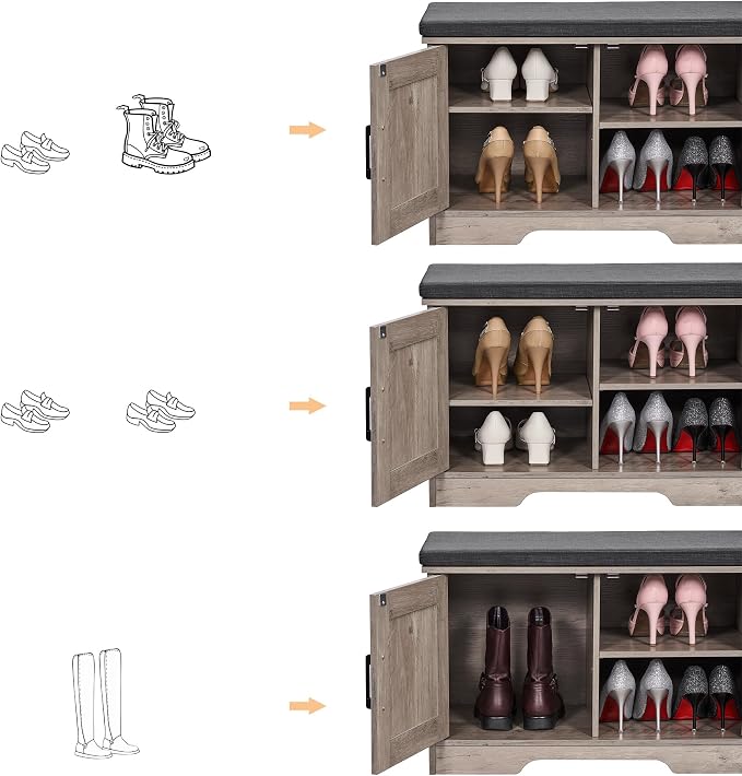 HOMSHO Farmhouse Shoe Storage Bench - Image 6