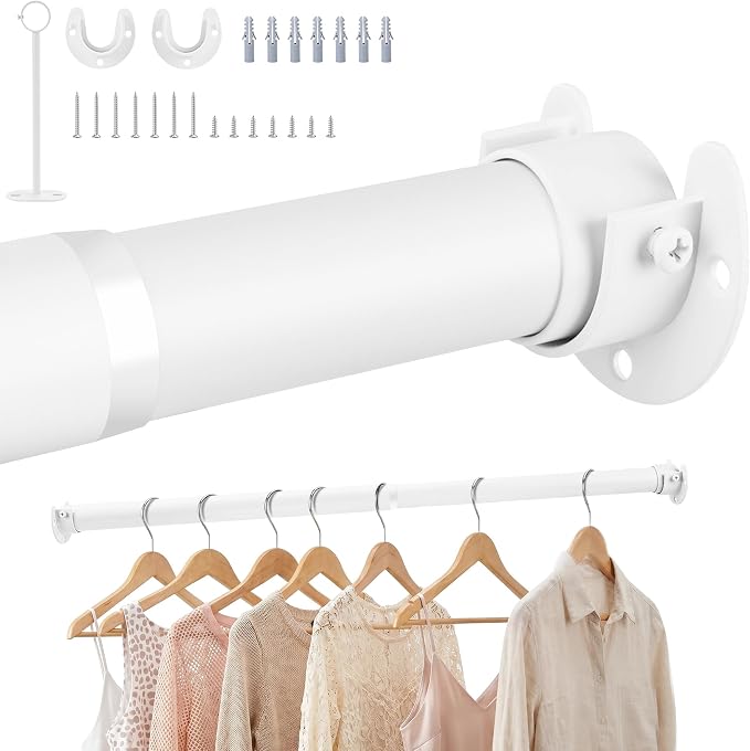 Adjustable Closet Rod for Hanging Clothes, 17-99inch Heavy Duty Metal tension by Unknown