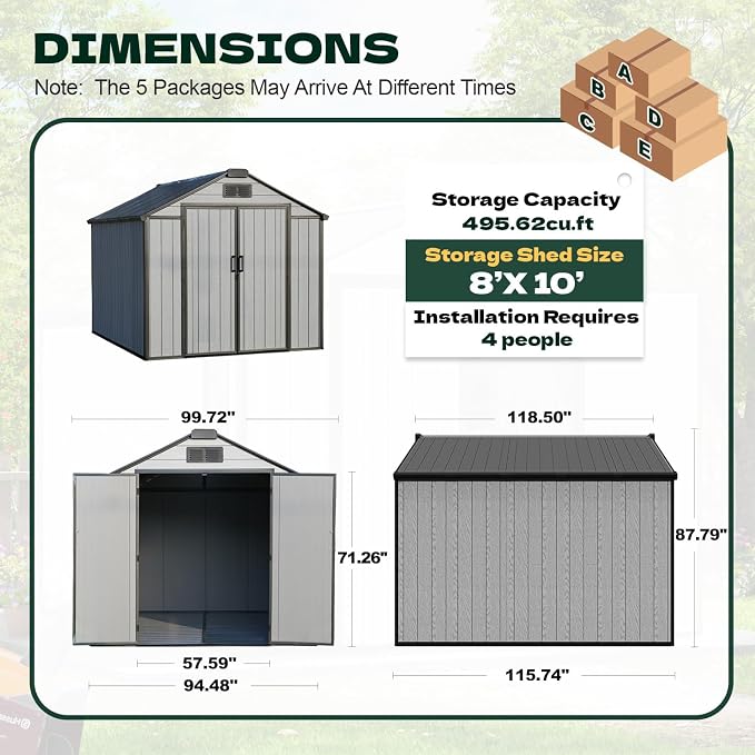 8 x 10 FT Plastic Outdoor Storage Shed - Image 2