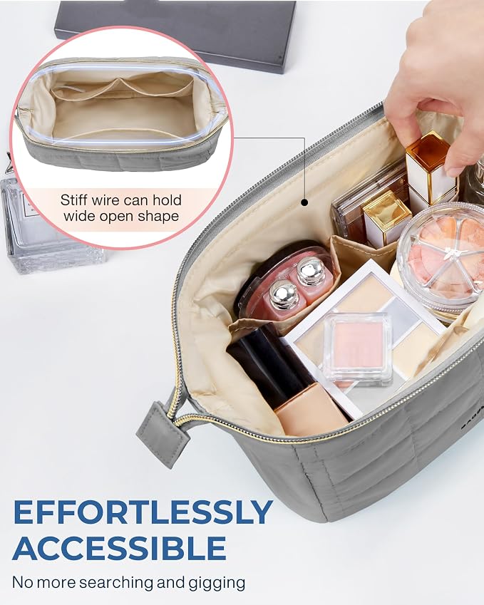 BAGSMART Makeup Bag Travel Toiletry Bag, Puffy Padded Make Up Bags - Image 4