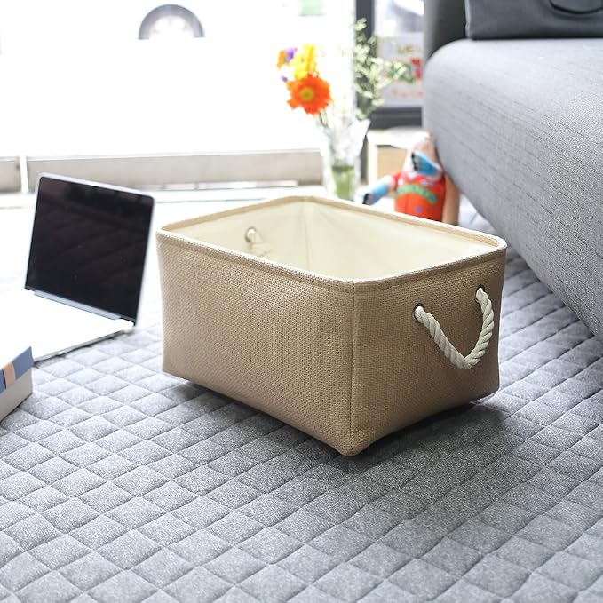 TheWarmHome Decorative Basket Rectangular Small Storage Basket Fabric Storage - Image 5