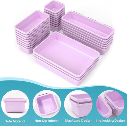 25 PCS Drawer Organizer Set, 4 Size Makeup Drawer Divider Organizer - Image 3