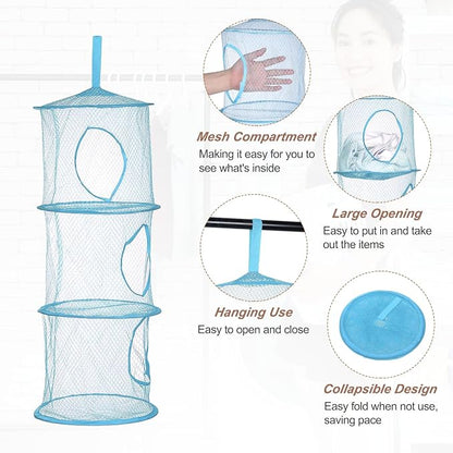 uxcell 2Pcs Mesh Hanging Storage Basket, Light Blue - Image 3