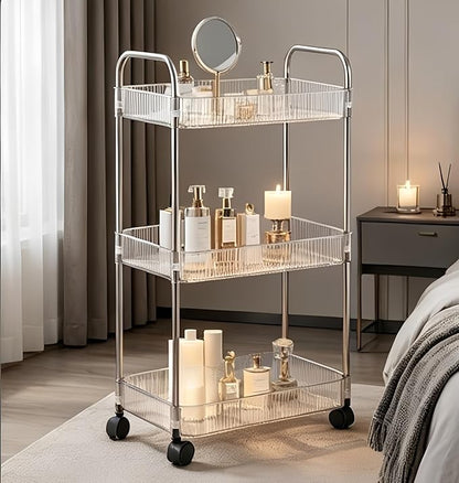 Sooyee Clear 3-Tier Plastic Rolling Utility Cart - Image 4