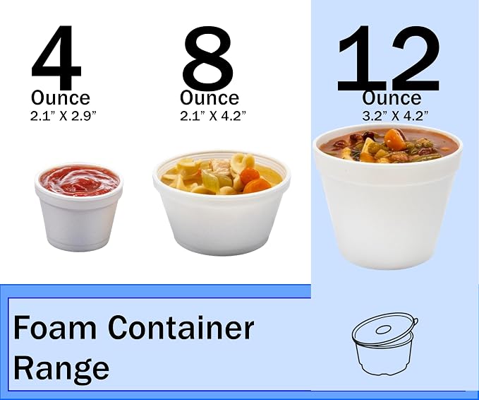 Mr Miracle Foam Bowl with Lid for Hot and Cold Foods – 12 Ounce Disposable Soup - Image 3