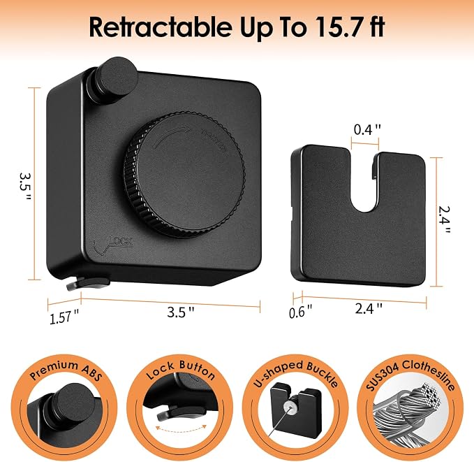 Yejay Retractable Clothesline Indoor, Non-Sagging Clothes Line Retracting - Image 3