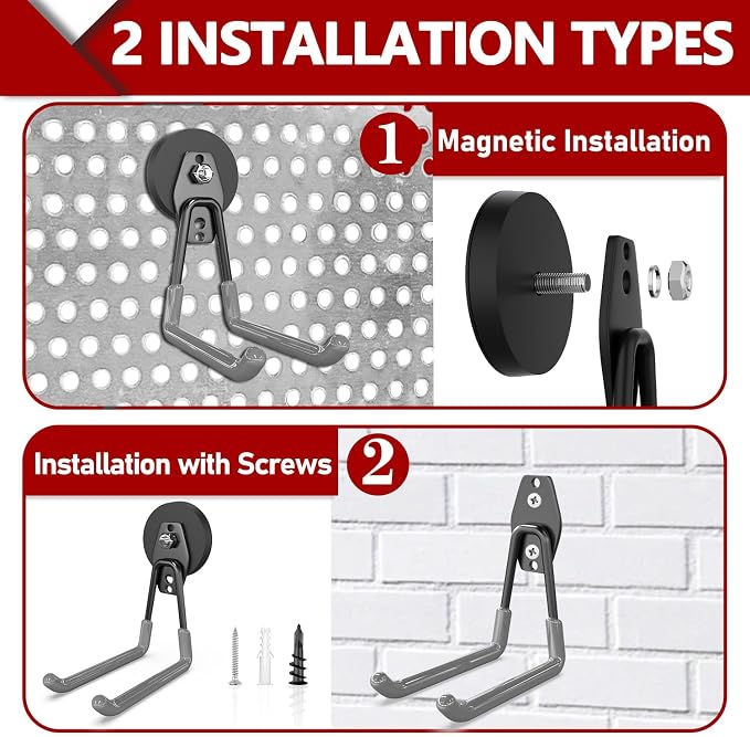 3-H Heavy Duty Magnet Garage Hooks 4 Pack, Extra Large Strong Magnetic Hooks - Image 3