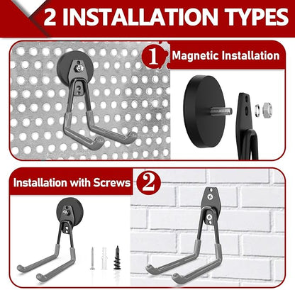 3-H Heavy Duty Magnet Garage Hooks 4 Pack, Extra Large Strong Magnetic Hooks - Image 3