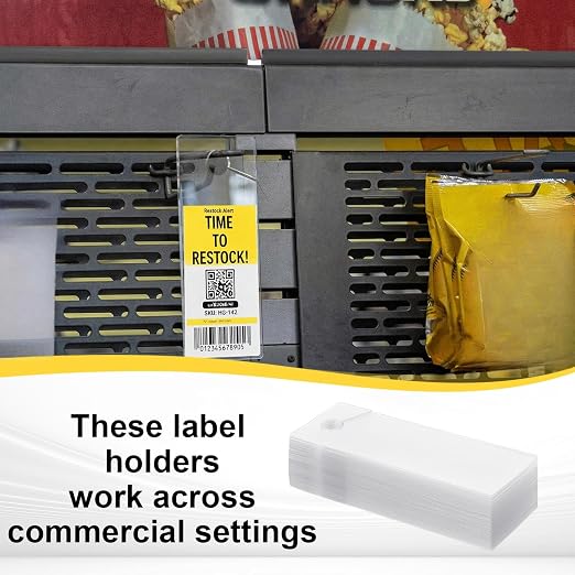 500 Pcs Clear Plastic Peg Hook Label Holders 3.25" X1.25" Clear UPC Tag & - Image 7
