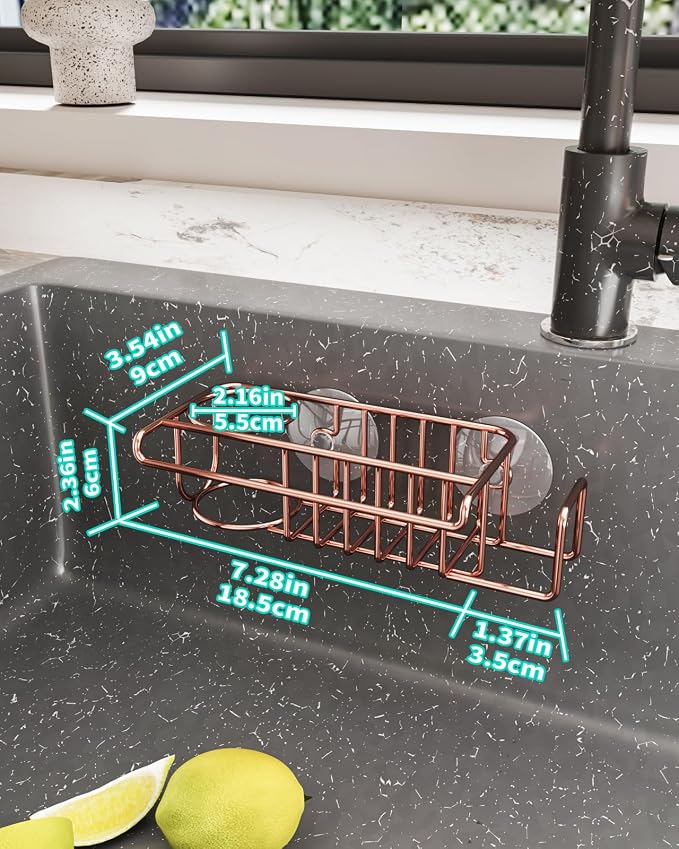 HapiRm Sponge Holder for Kitchen Sink, No Drill Kitchen Sink Caddy Organizer - Image 5