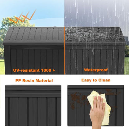 200 Gallon Resin Deck Box, Lockable Patio Outdoor Storage Box - Image 3