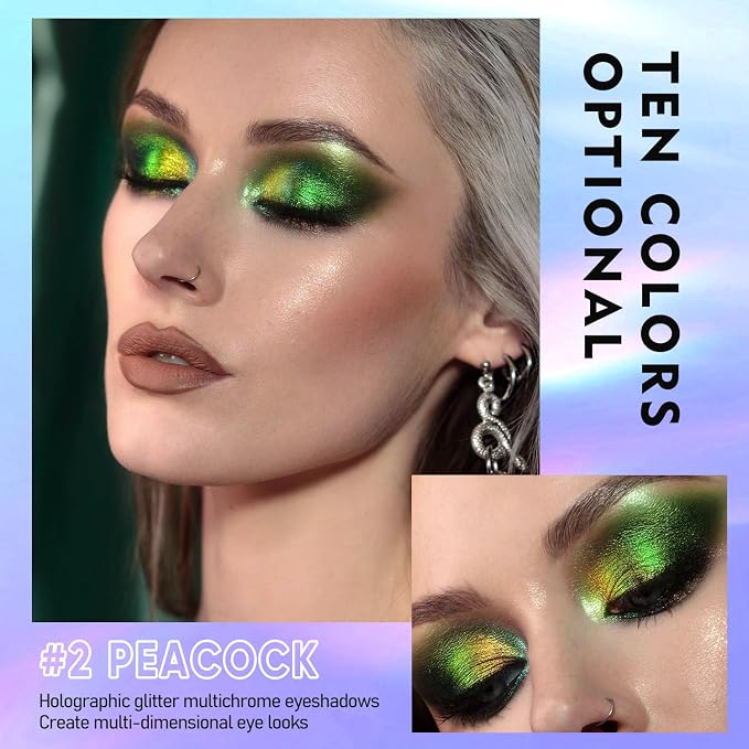MAKI YIKA Glitter Eyeshadow Green Liquid Multichrome Eyeshadows Long Lasting - Image 3